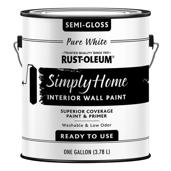 Rust-Oleum 332120 Simply Home Semi-Gloss PURE WHITE Interior Wall Paint Gallon