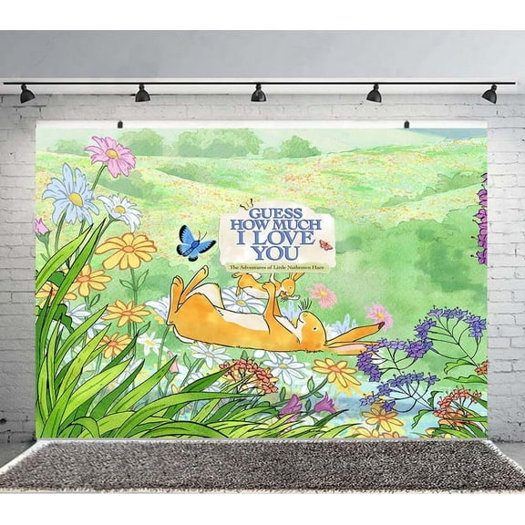 Guess How Much I Love You Backdrop Banner Party Supplies Poster Movie Theme Background for Photography Kids Birthday Decorations