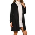 thumbnail image 4 of Abrigo de ante sintético INSPIRE CHIC para mujer, chaqueta larga con cinturón y cremallera, diseño a la moda, talla XS, color negro, 4 of 6