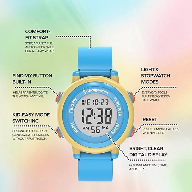 Chargeworx Kids Digital Watch with Apple Find My Tracker  display picture 2