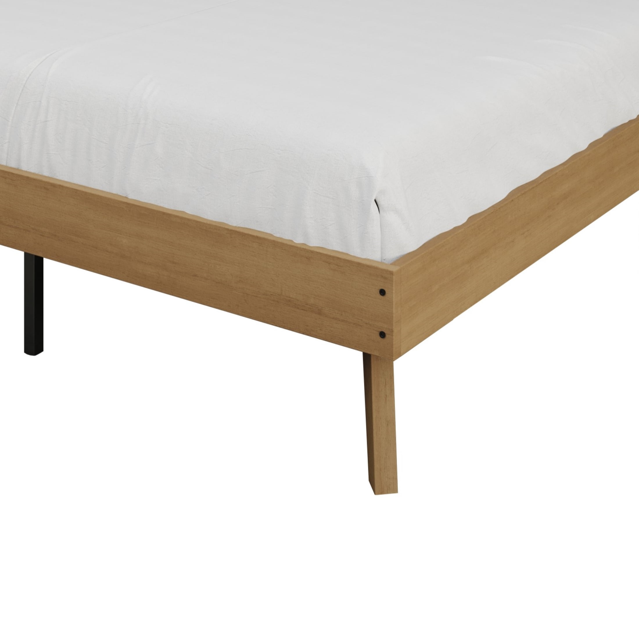 Castle Place Elegant Mid-Century Wooden Full Platform Bed, Light Oak