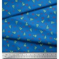 thumbnail image 2 of Soimoi Crepe Silk Fabric Heart & Pizza Slice Food Print Fabric by The Yard 42 Inch Wide, 2 of 3