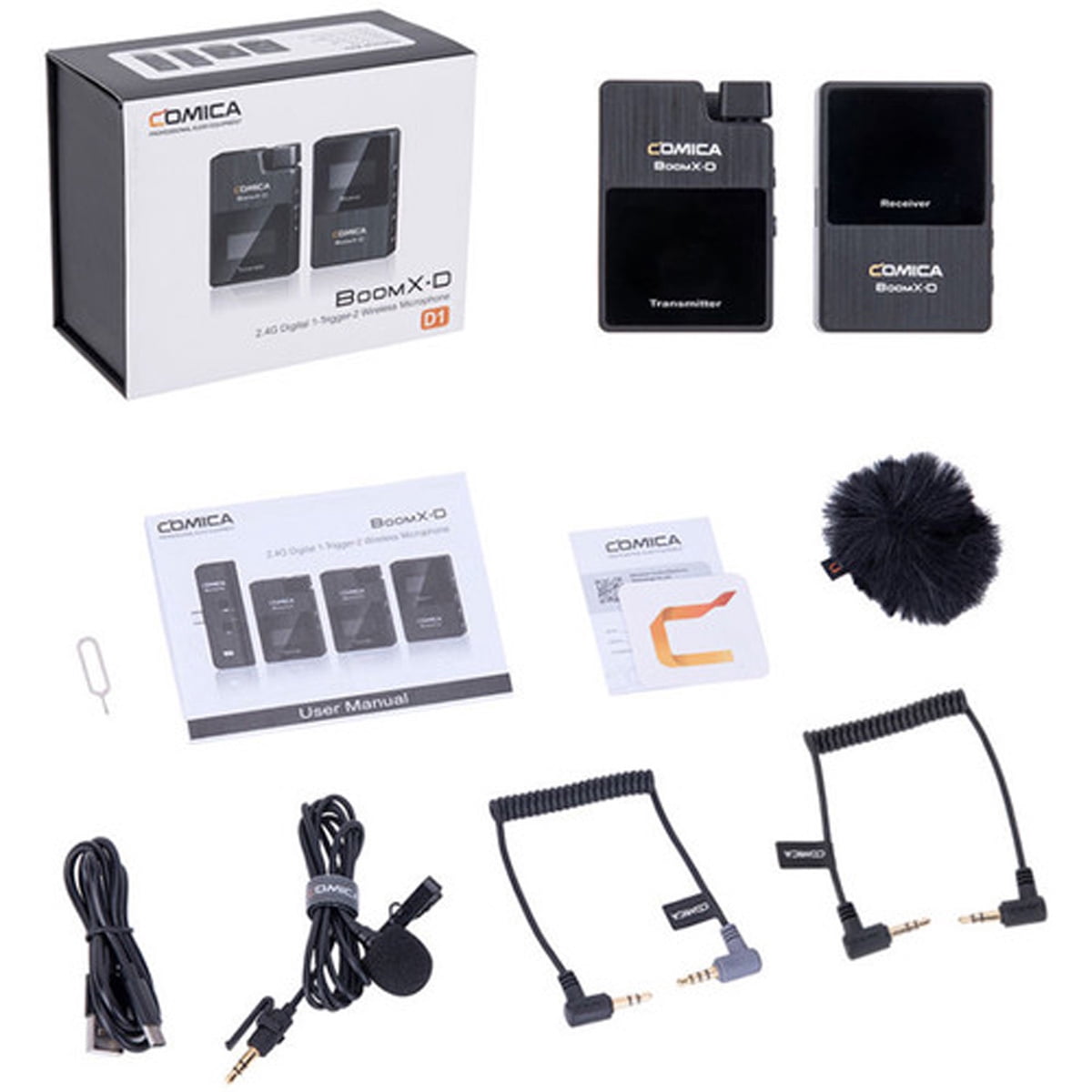 Comica BoomX-D Compact 2.4 GHz Dual Wireless Microphone System with Transmitter & Receiver for Android Smartphones