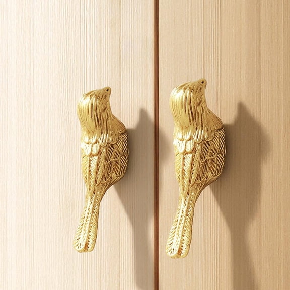 CATPAN Gold Cabinet Knobs, Bird Shape Cabinet Drawer Knobs Handles, Zinc Alloy Knobs Antique for Home Kitchen, 2 Pack