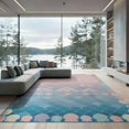 thumbnail image 2 of ODIKA 8'x10' Washable Area Rug Non-Shedding, Easy Care, Gradient Fish Scale Ombre Seashell Border Mermaid Flowing Dynamic for King Size Bedroom Under Bed, Master Suite, 2 of 7