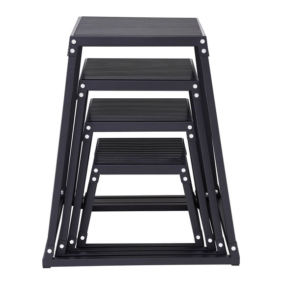 Plyo Box Set for Home Gym, 12-30 Inch Plyometric Jump Boxes, Anti-Slip Agility Training Platform for Strength&Conditioning, Black