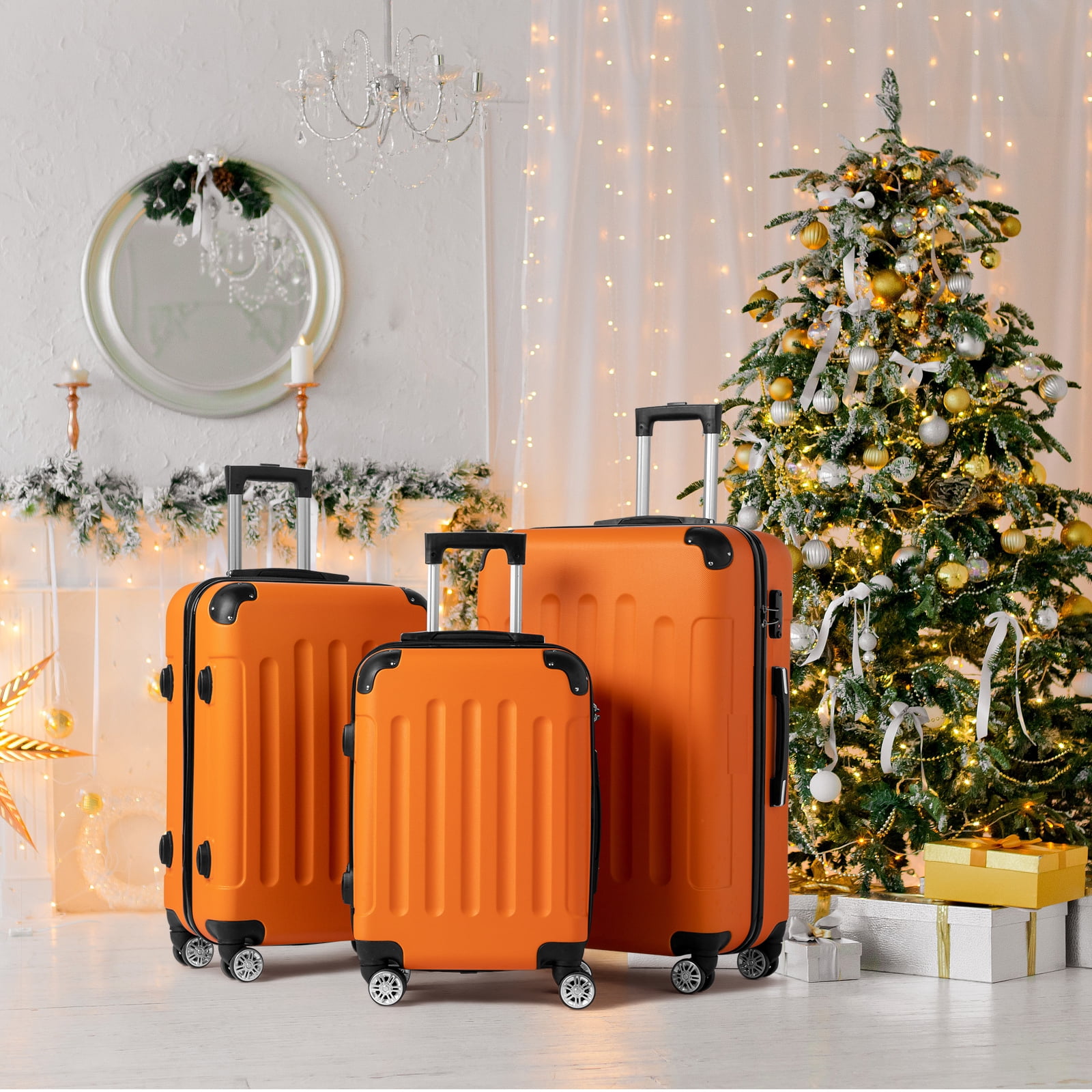 Zimtown, Luggage Set, 3 Piece Hardside Spinner, Orange - Walmart.com