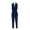 Laundry V-Neck Zipper Front Sleeveless Ruched Solid Jumpsuit-NAVY / 8