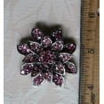 thumbnail image 6 of Rhinestone Pink/Purple Flower Brooch in pewter tone metal, 6 of 6