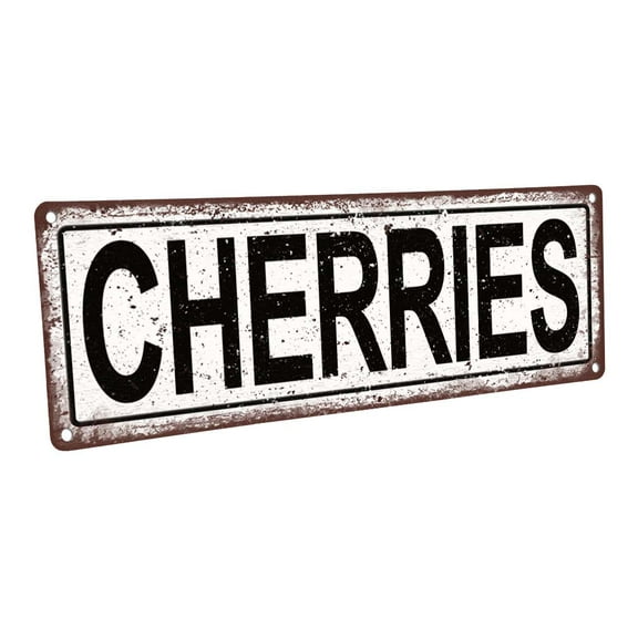 Cherries 4"x12" Metal Sign, Wall Décor for Kitchen and Dining