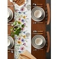 thumbnail image 5 of Colorful Flowers Burlap Cotton Table Runner 13x36 Inches Short, Watercolor Spring Botanical Floral Farmhouse Table Runners, Outdoor Dining Tablecloths Decor for Baby Shower/Party/Wedding, 5 of 6