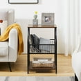 thumbnail image 4 of VECELO Set of 2 Side Tables for Living Room, Industrial End Table Bedside with Magazine Rack, Brown, 4 of 9