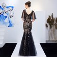 thumbnail image 2 of Vestido de noche dorado para mujer, vestido largo ajustado con lentejuelas y cola de pez para banquete, 2 of 4