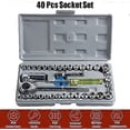 thumbnail image 3 of 40 Pcs 1/2", 1/4", 3/8" Socket Wrench Set DR Drive Reversible Ratchet Handle with Case, 3 of 4