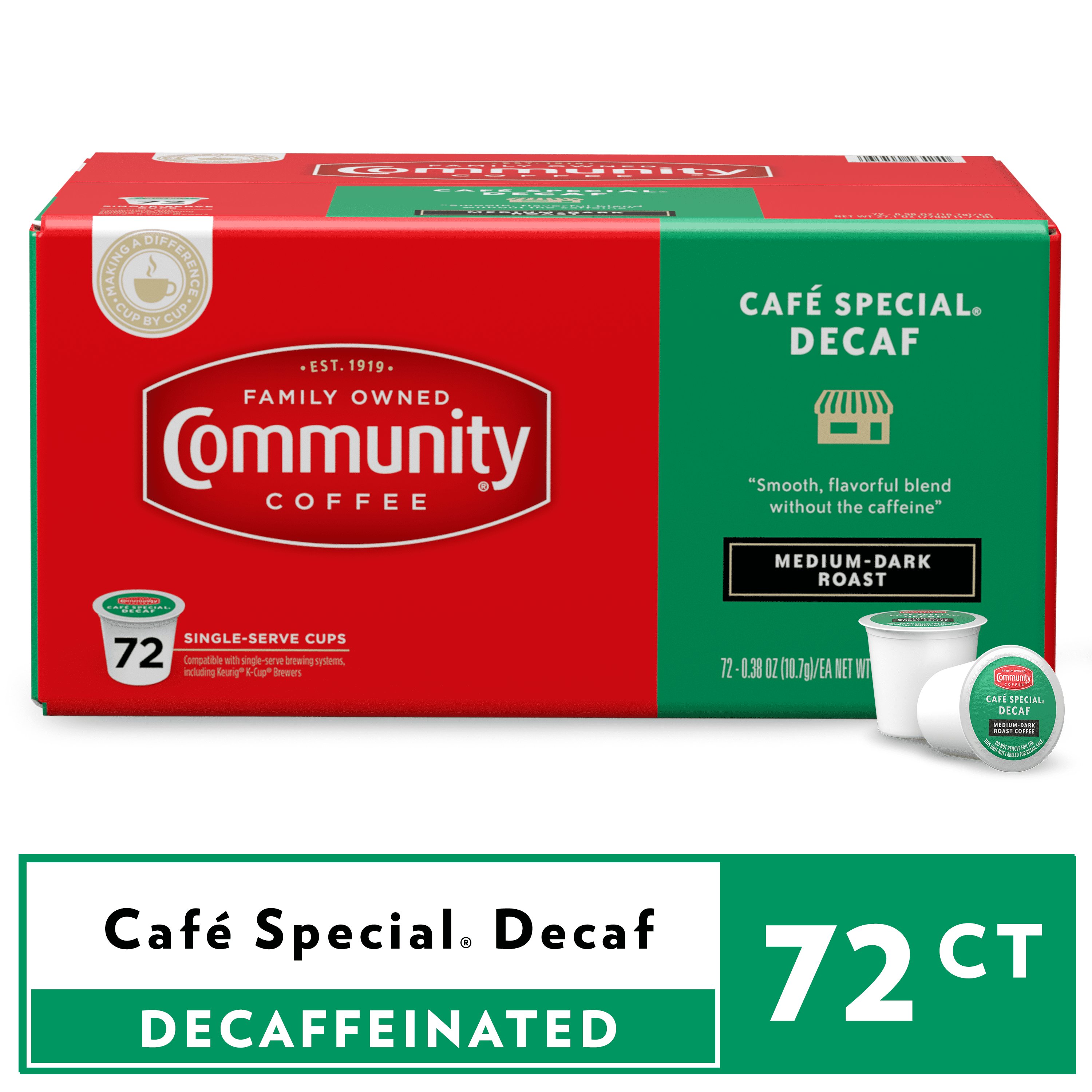 Community Coffee Cafe Special® Decaf Pods for Keurig Kcups 72 Count
