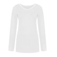 thumbnail image 3 of MAWCLOS T-shirt pour Femmes Col Rond T-shirt Manches Longues Tee Décontracté Travail Tunique Unie Blouse Blanc P, 3 of 5