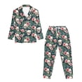 thumbnail image 5 of DISNIMO Skull Flower Printed Pajama Set for Women 2 Piece Pj Set Long Sleeve Lounge Set Casual Button Down Sleepwear Nightwear with Long Pants, Halloween Decor, 5 of 7