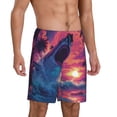 thumbnail image 2 of Xecao Hawaiian Island Beach Shark Print Men's Sleepwear Shorts Pajama Bottom Lounge Short nightwear with Convenient Pockets for Relaxed Home Wear-3X-Large, 2 of 6
