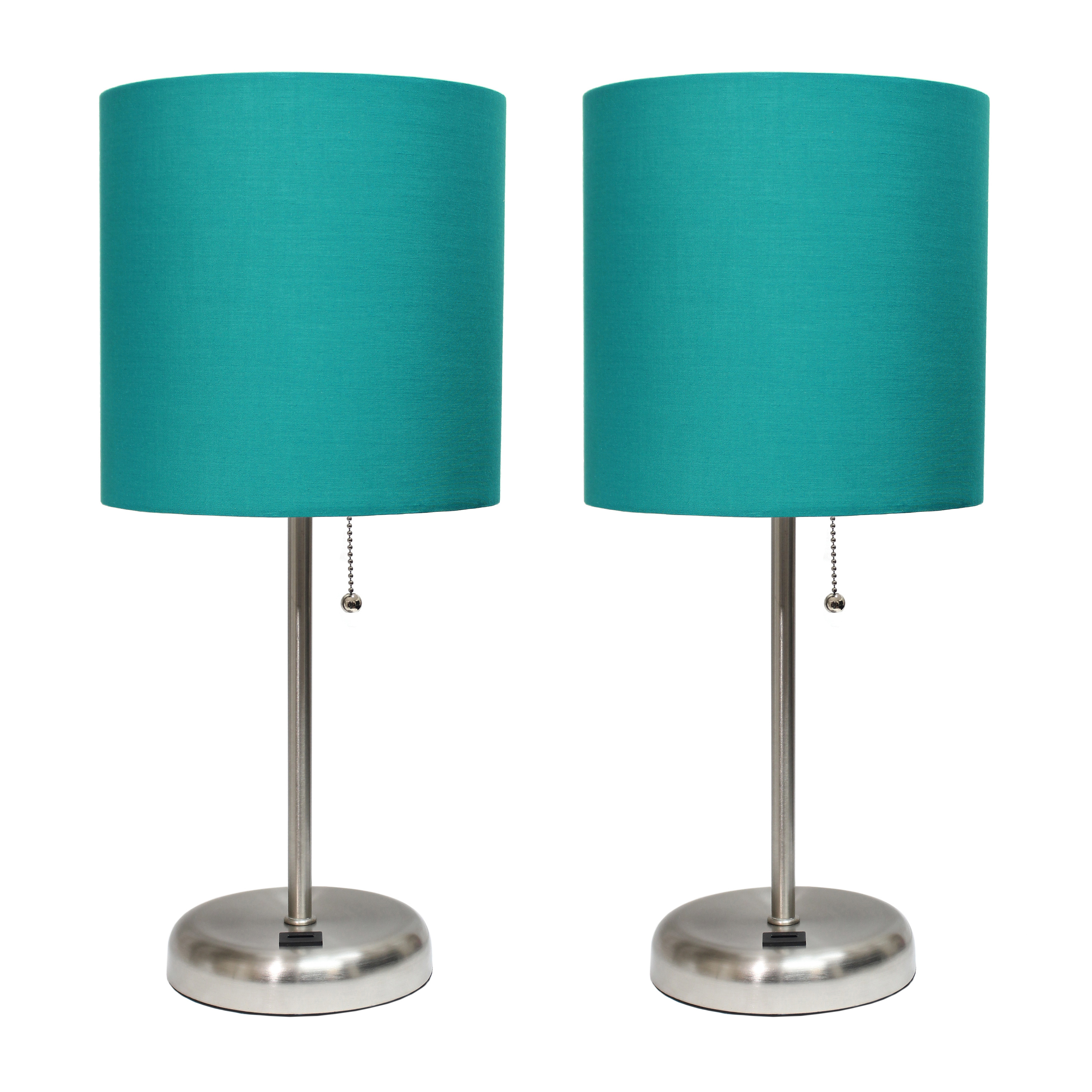 LimeLights Stick Lamp with USB Charging Port and Fabric Shade 2 Pack
