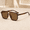 Tofu Tea Slices, variant on 5.5 in Retro Y2K Aviator Sunglasses, UV400 Square Double Bridge Shades for Women and Men, Lightweight Fashion Eyewear for Travel and Outdoor Wear