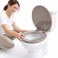thumbnail image 7 of Taupe Round Molded Wood Toilet Seat 17 Inches, 7 of 7