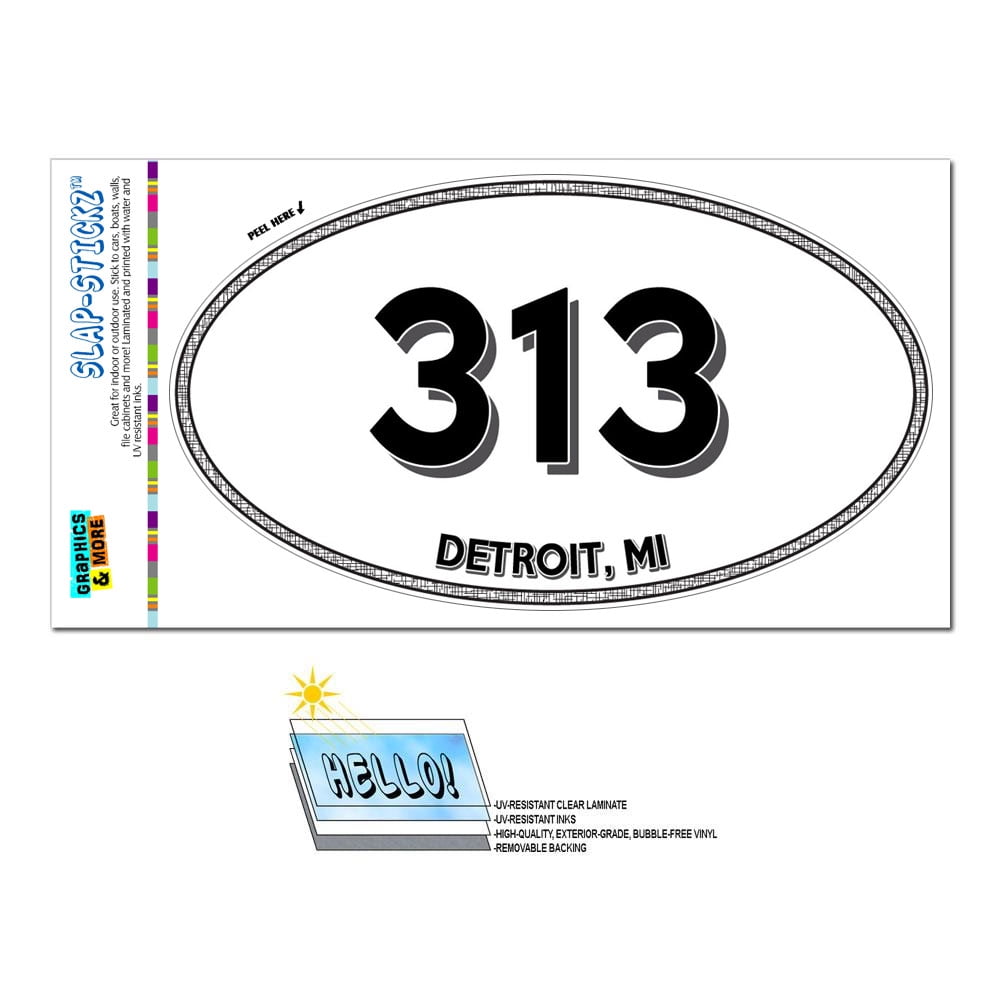 313 Detroit, MI Michigan Oval Area Code Sticker