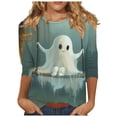 thumbnail image 2 of Abomasnow Halloween Crewneck Sweatshirt for Women Skeleton Print Shirt Pullover Spooky Season Lightweight Tops Casual Loose Fall Dressy Blouse Tops, 2 of 5