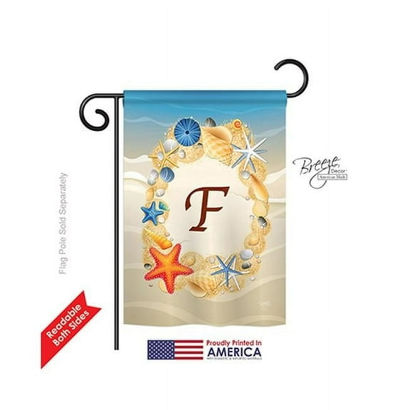 Breeze Decor 80162 Summer F Monogram 2-Sided Impression Garden Flag - 13 x 18.5 in.