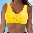 thumbnail image 2 of TOWED22 Women's Push Up V Neck Bikini Tops Criss Cross Back Padded Bathing Suit Top Only Yellow,S, 2 of 9