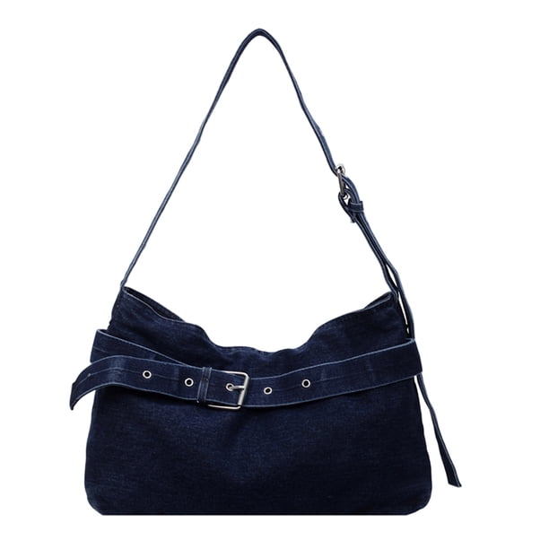 Bolso Tote Color Sólido Mujer Denim Correa Ajustable para Y Excursión (Oscuro) Azul