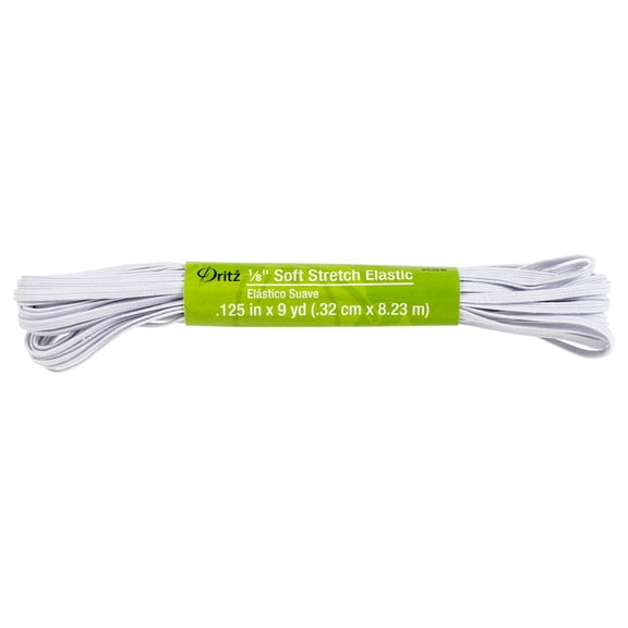 Dritz Soft Stretch Braided Elastic 1/8"X9yd-White