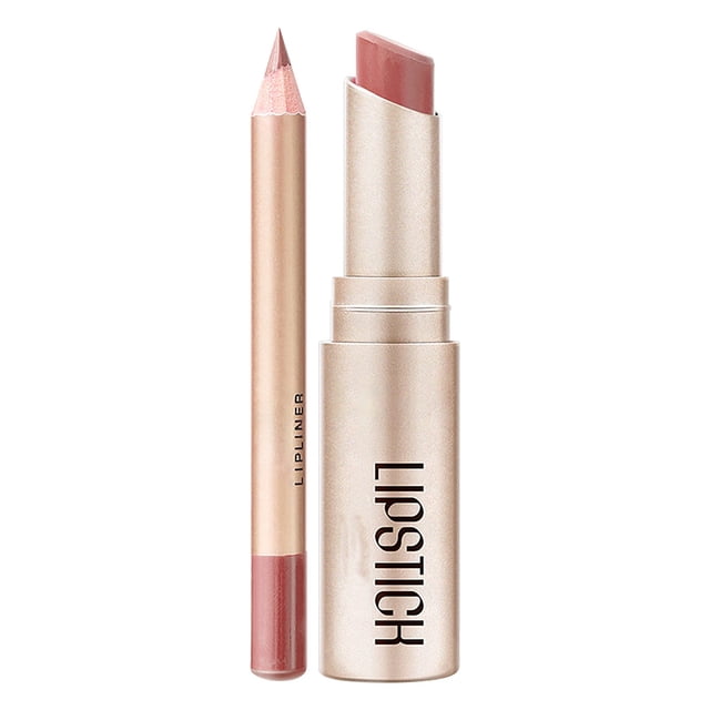 Ensemble Rouge à Lèvres et Crayon à Lèvres 2 en 1 pour Femmes, Rouge à Lèvres Longue Durée avec Kits de Maquillage