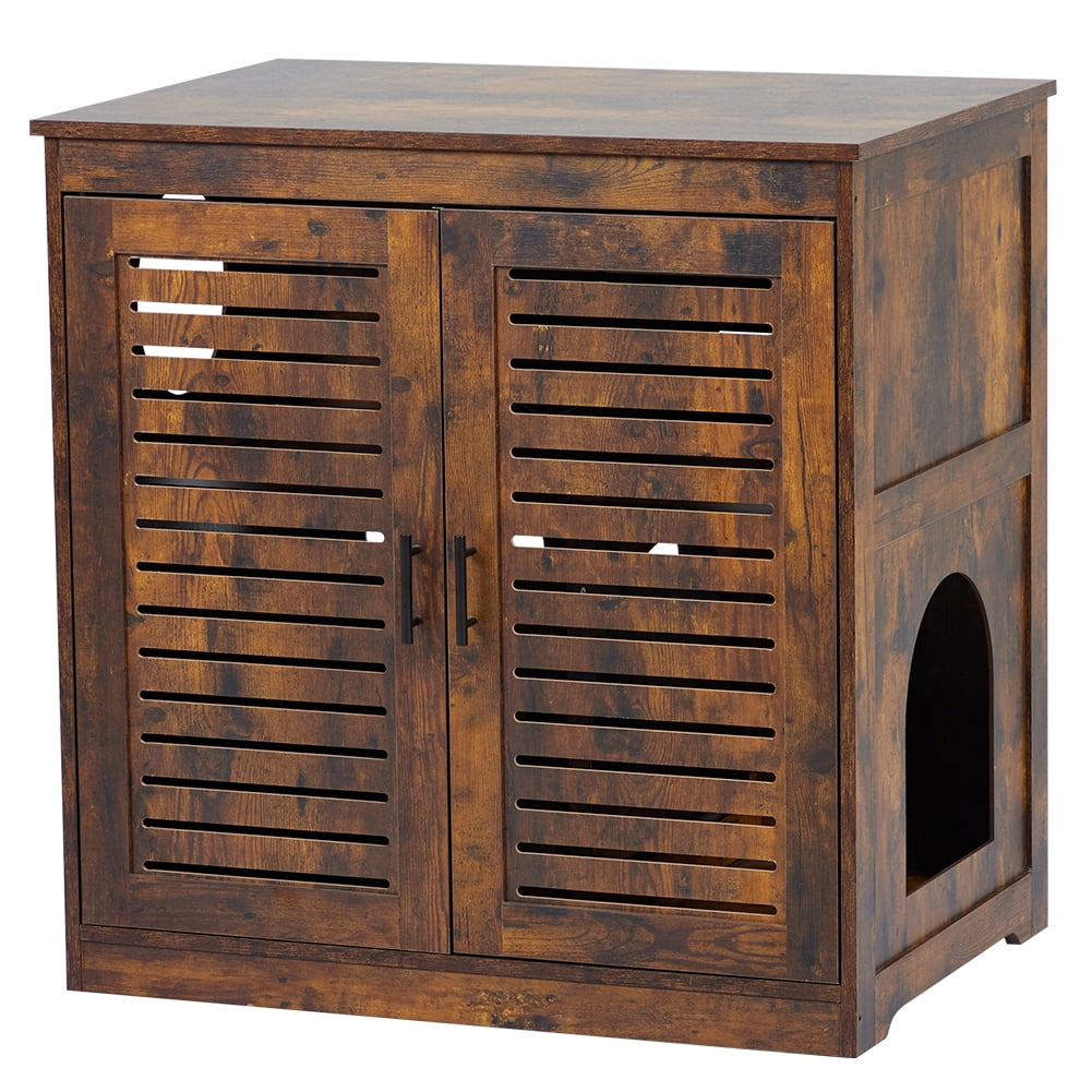 KTENME 2Layers Cat Litter Box Enclosure,Hidden Cat Washroom with