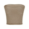 thumbnail image 5 of Fznquz Strapless Tank Tops Women Brown Bandeau Going Out Tube Tops Crop Striped Summer Clothes for Women, 5 of 8