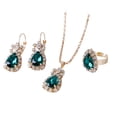 thumbnail image 2 of HLONK 3Pcs Set Ladies Water Drop Pendant Necklace - Elegant Dangle Earrings Ring Set, 2 of 8