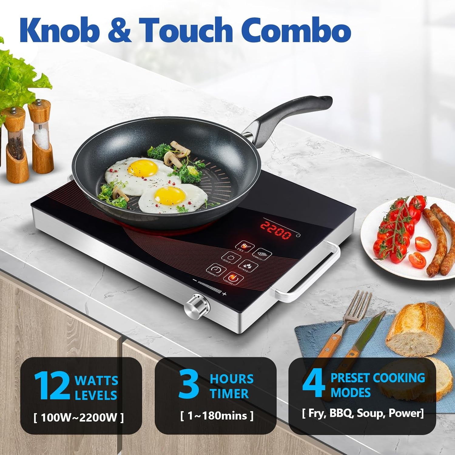 Hinzonek 3500W Hot Plate Electric Ceramic Stove Infrared Induction Cooker Home Cooktop Cooking Furnace US 110V