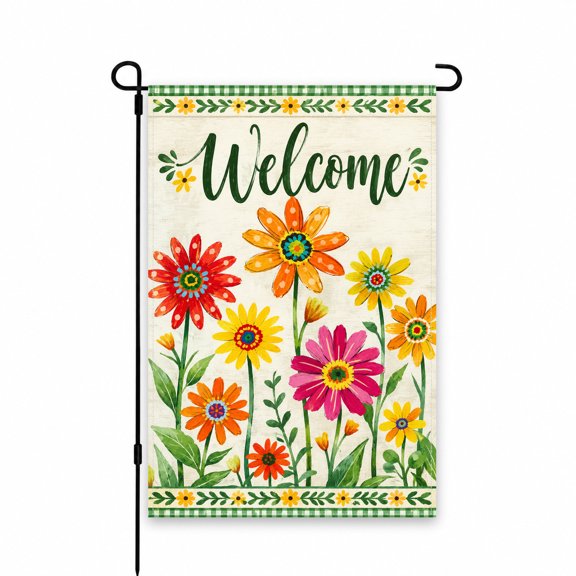 Welcome Garden Flag 12 x 18 Inch - Vibrant Flowers & Greenery Design for Patio, Porch, Yard, Lawn Decor - Outdoor Display Accent for Spring & Summer