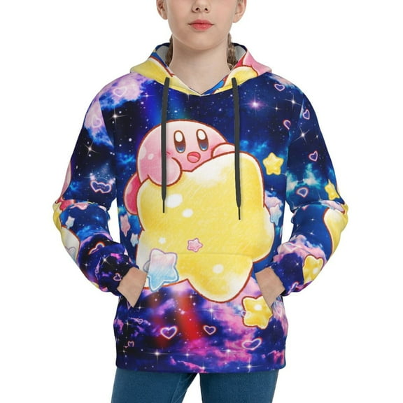Kirby Kids' Hoodie 3d Print Sweatshirt Soft Pullover Hooded With Big Pockets Fans Gifts For Boys Or Girls Small