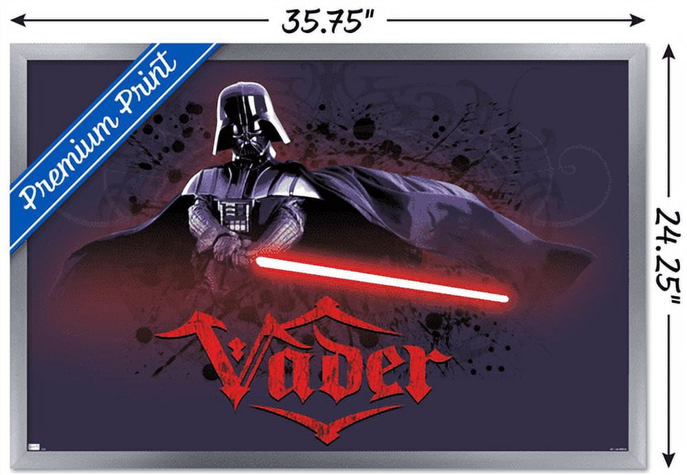 Star Wars: Original Trilogy - Vader Calligraphy Wall Poster, 22.375" x 34", Framed