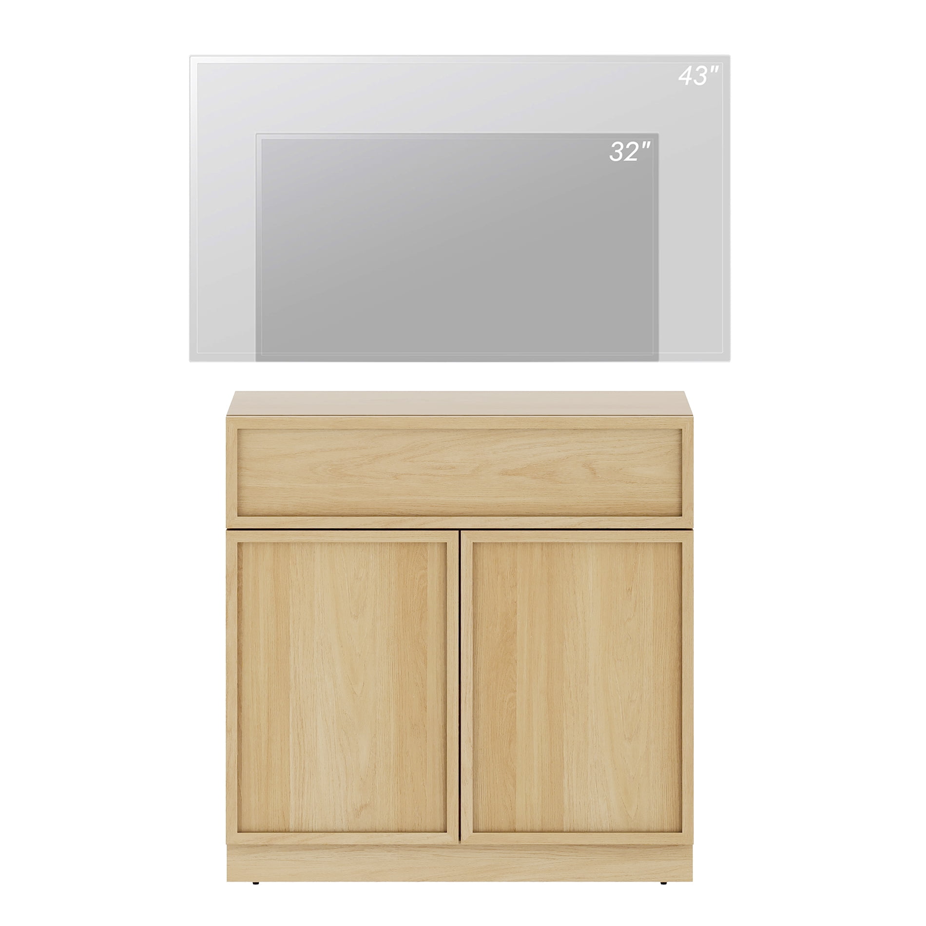 WAMPAT Modern TV Stand for TVs Up to 40", Wooden Entertainment Center TV Console with 2 Doors and Drawer, Media Console Cabinet with Adjustable Shelf for Living Room, Bedroom, Oak