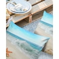 thumbnail image 3 of Outdoor Throw Pillow Cover Beach Coastal Scenery Seashell and Starfish Waterproof Cushion Covers 2 Pack Ocean Sand and Sea Wave Pillow Cases Home Decoration for Patio Garden Couch Sofa, 3 of 7