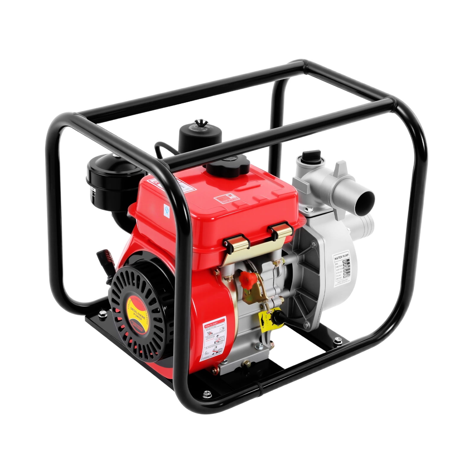ToppiJoy 4 Stroke Diesel Engine Water Pump, 3HP 2-inch Diesel Powered Trash Water Transfer Pump, 3600 RPM Horizontal Air Cooling Single-cylinder Pressure Irrigation Water Pump for Irrigation Pool