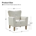 thumbnail image 4 of Tina's Home Upholstered Armchair Wingback Accent Chair Lounge Seat Single Sofa with Stripe Pattern for Home Bedroom Grey, 4 of 8