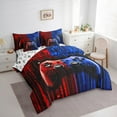 thumbnail image 4 of Feelyou Futuristic Gamepad Boys Twin Bedding Sets 7-Piece, Fashion Red Blue Honeycomb Bedding Comforter Set, Modern Video Game Reversible Sheet Sets, Ultra Soft Bedroom Decor, 4 of 8