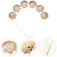 thumbnail image 4 of Diadema de concha, corona de concha dorada, decoración de perlas de diosa, Tiara, diadema para fiesta de boda, 4 of 6