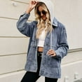 thumbnail image 2 of SWSMCLT Women's Hooded Jean Jacket Soft Light Washed Loose Fit Classic Collared Denim Jacket Spring Fall Top Long Sleeve Button Down Pocket Oversized Baggy Detachable Hood Light Blue Medium, 2 of 5