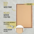 thumbnail image 5 of HBCY Creations Wall Mount Torched Wood Cork Board - 24"W x 36"H - 6 Wooden Push Pins - Solid Pine Wood Frame - For Kitchen, Classrooms, Restaurant Menus and More!, 5 of 7