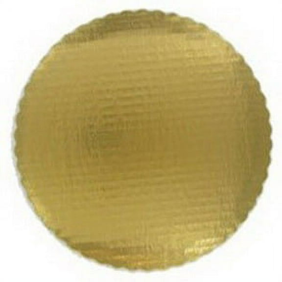Vineland Packaging Single Wall Corrugated Scalloped Edge Cake Circle Gold, 9" Diameter | 200/Case