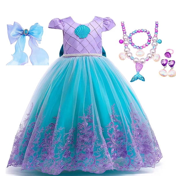 Disney-disfraz de la princesa sirena Ariel para niña, vestido bordado de lujo para carnaval, fiesta de Halloween, Vestidos para niños Fivean unisex