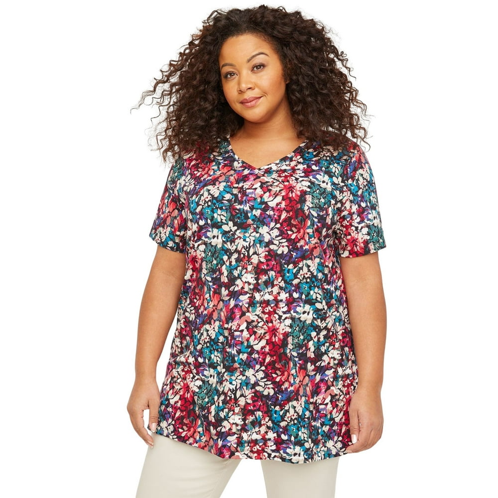 Catherines Catherines Women's Plus Size VNeck Easy Fit Tee Dress Or